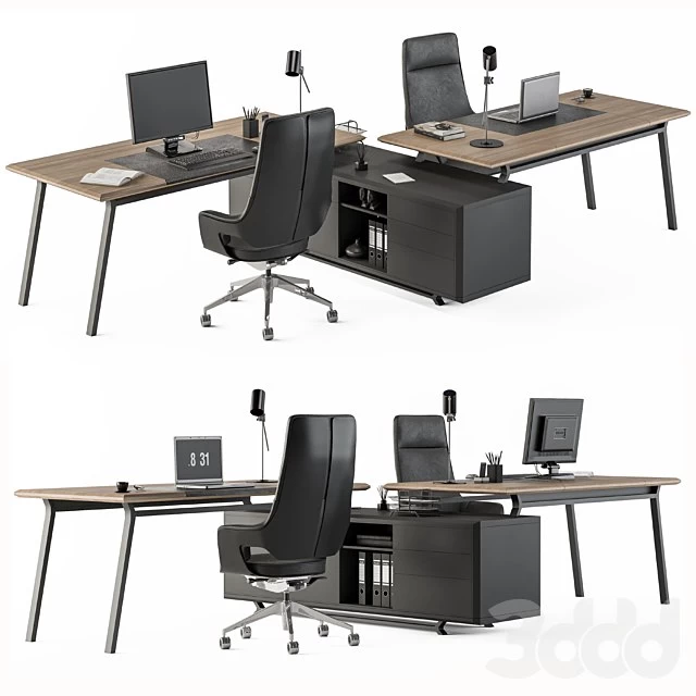 Employee Set Wood and Black - Office Furniture