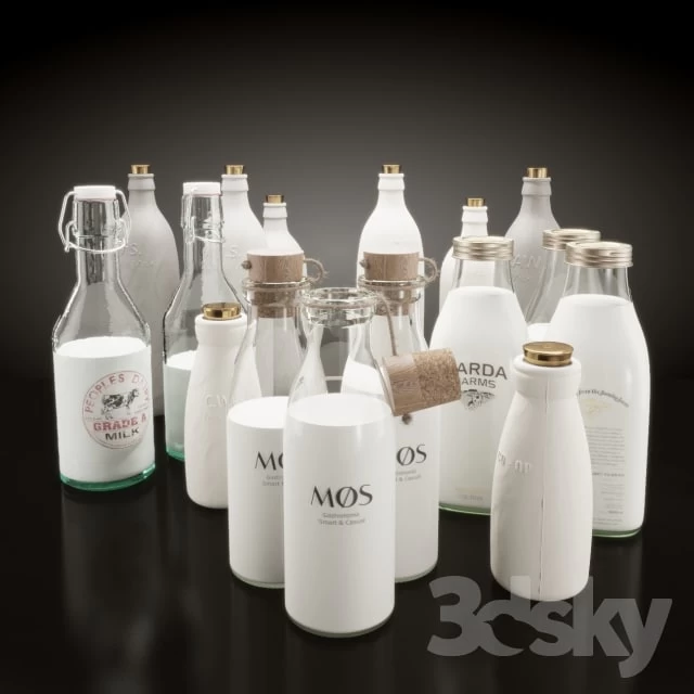 Milk bottles set