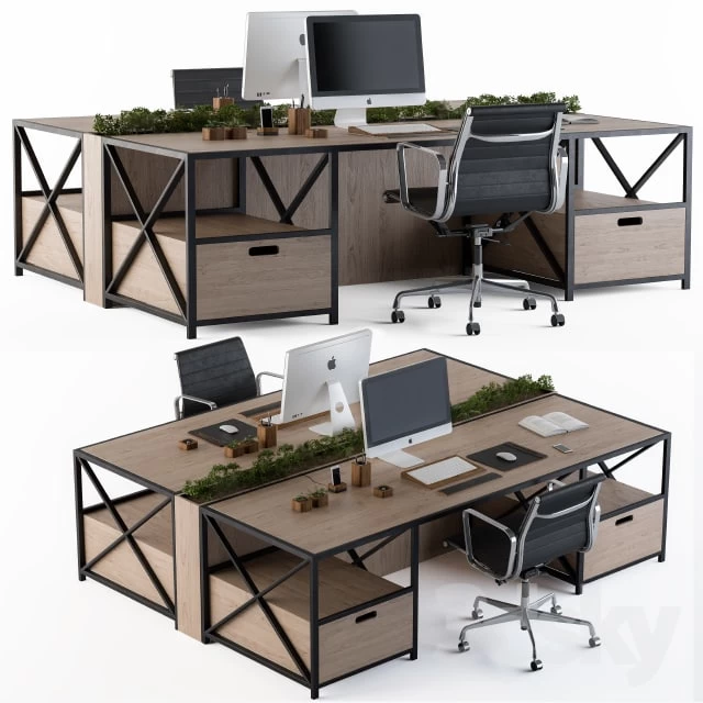Office Furniture Wood and black set
