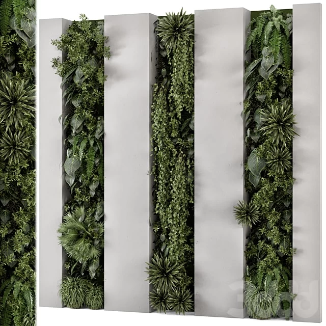 Indoor Wall Vertical Garden in Concrete Base - Set 930