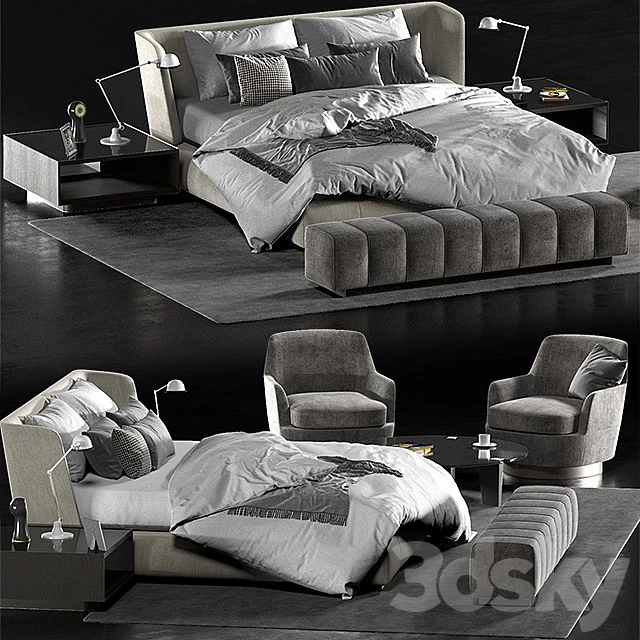 Minotti creed bed, Minotti Jacques chair