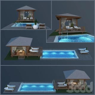 Wooden Gazebo & Swimming Pool