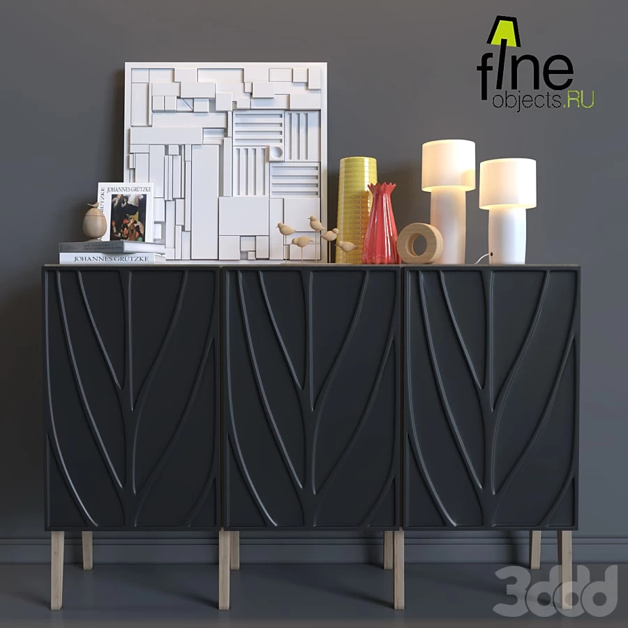 Chest fine objects of different colors