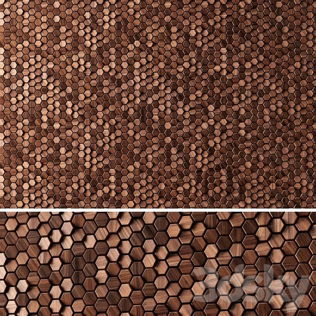 3D panels WOODEN Hexagon