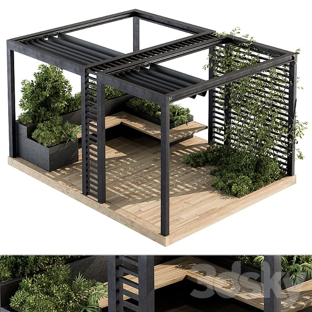 Roof Garden and Landscape Furniture with Pergola 05