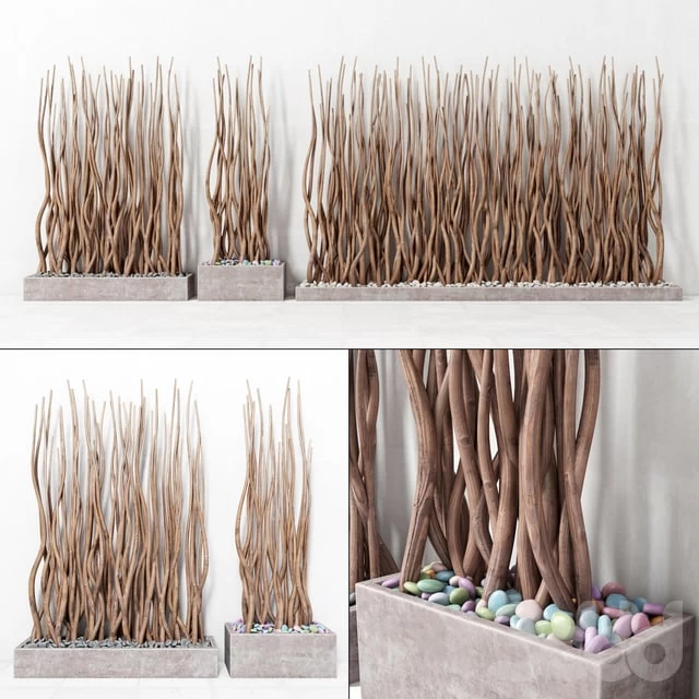 Planter rectangle concrete branch Planter rectangular concrete with branches