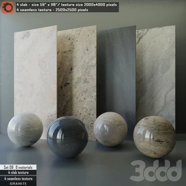 Granite slab & Seamless texture Set 09