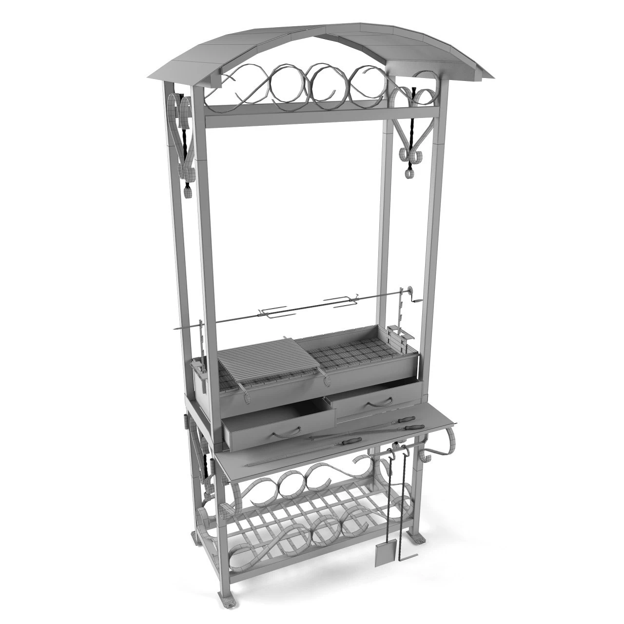 Barbecue forged with a skewer