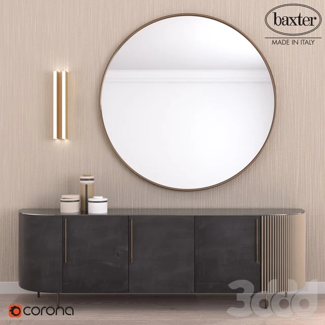 SIDEBOARD PLISSÉ LOW CABINET AND SET DECOR BY BAXTER