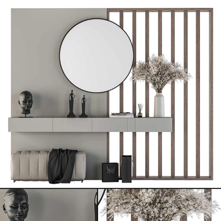 Hallway 12 - Gray and Wood Set