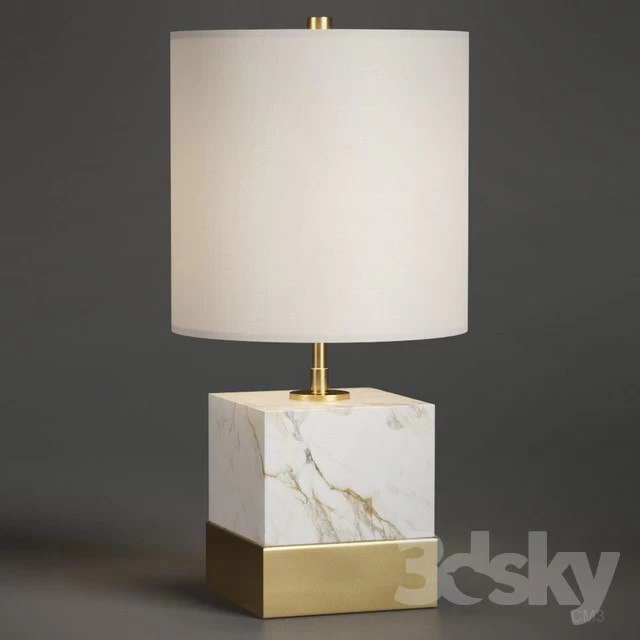 Rockport Marble and Brass Square Accent Table Lamp