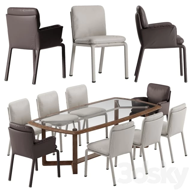 Natuzzi Ambra chair Amber table set