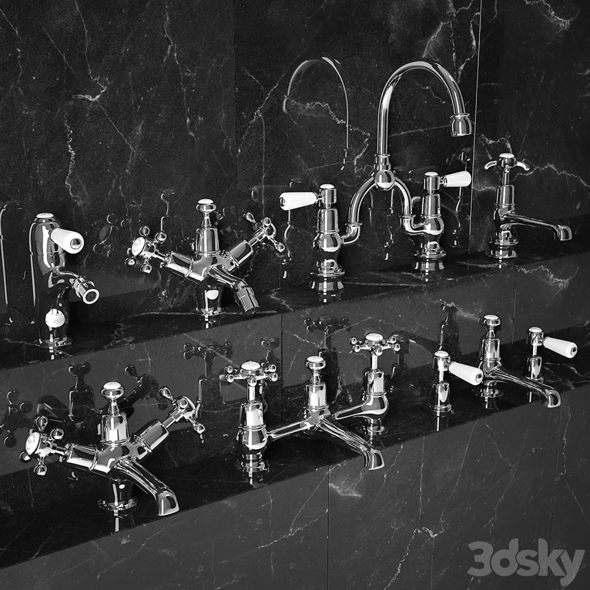Burlington Basin & Bidet Taps with Four Types of Handles