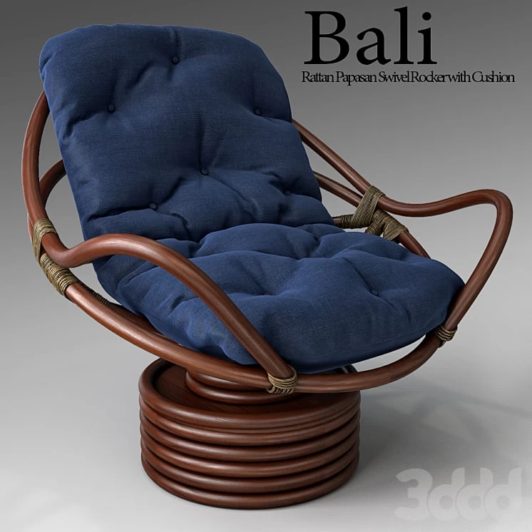 Bali Rattan Papasan Swivel Rocker with Cushion