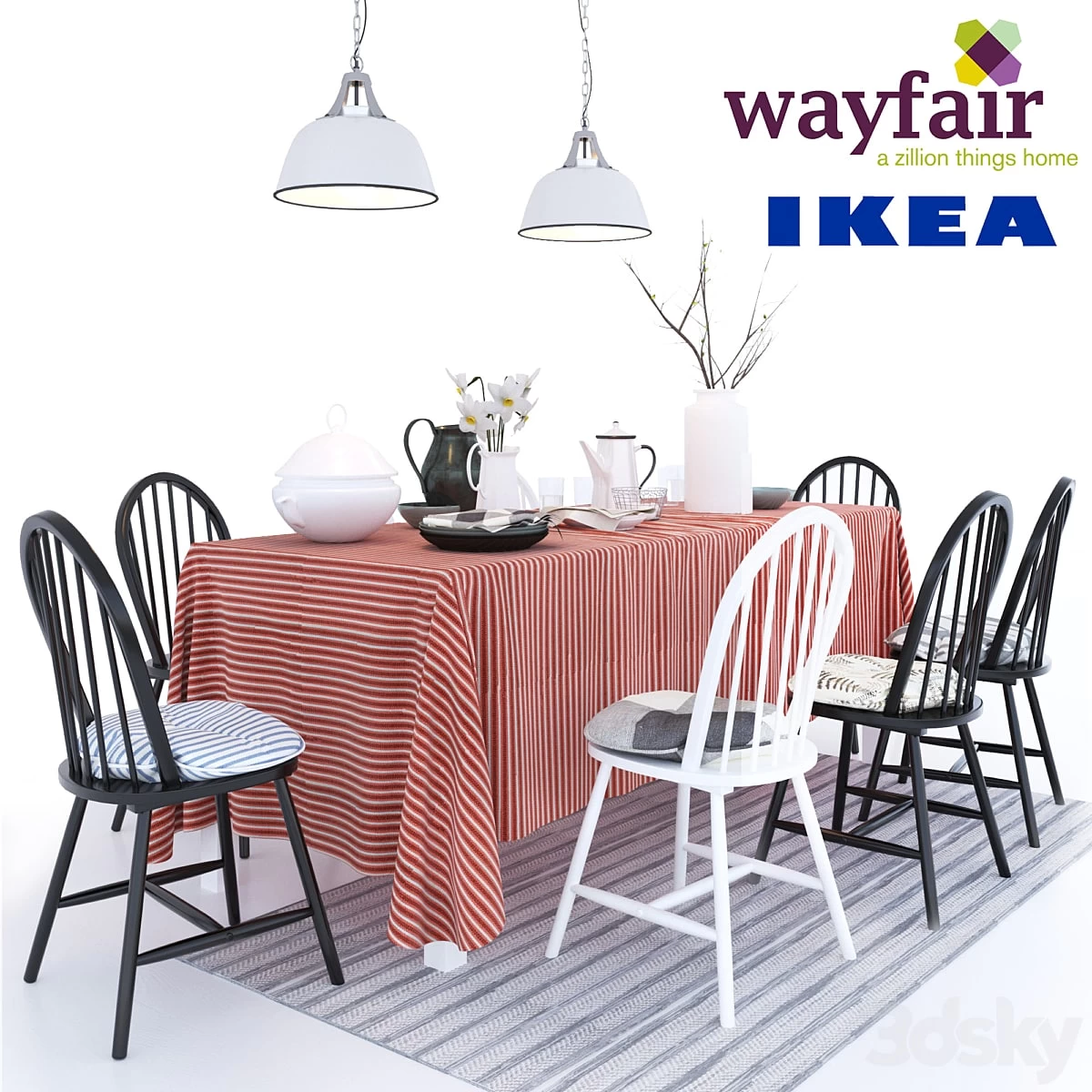 chairs Geraldine Westminster with pillows Ikea table Ingo