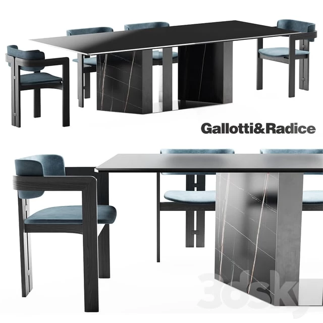 Gallotti & Radice 0414 chair Platinum table