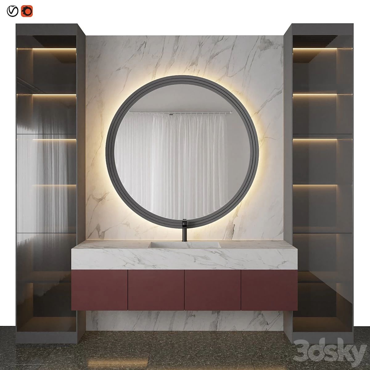 Marble red bathroom