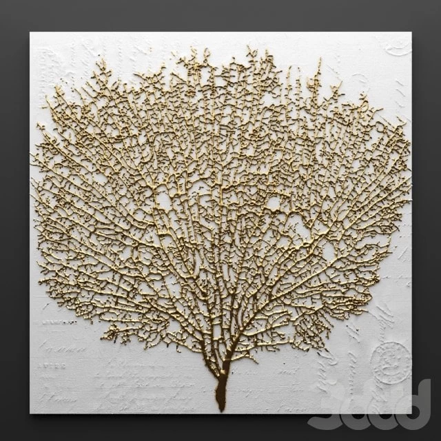 Decor for wall. Panel. 3D, coral, wall decor, picture, gold, luxury, luxury, decor, marine decor