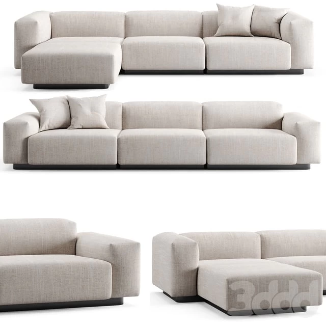 Vitra Soft Modular 3 Seat Longue Sofa