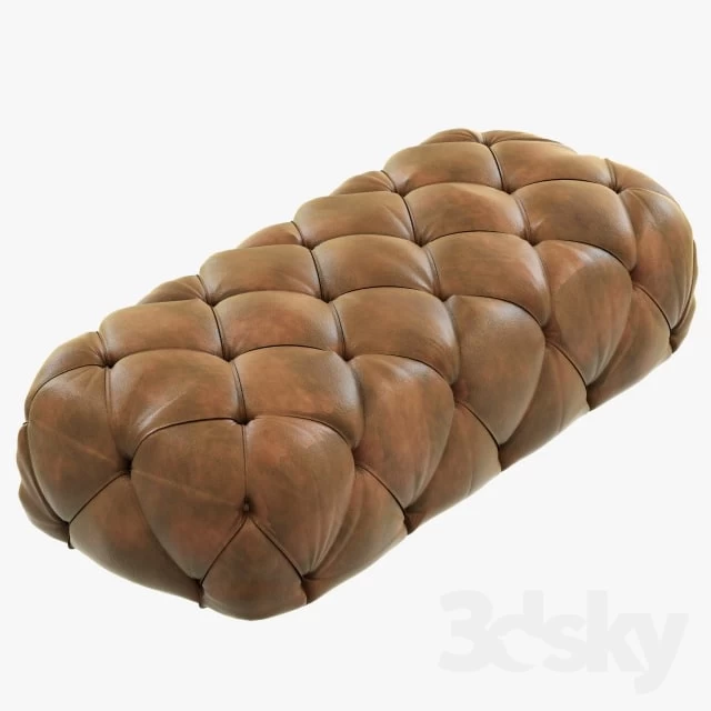 Restoration Hardware Soho Tufted Leather Ottoman