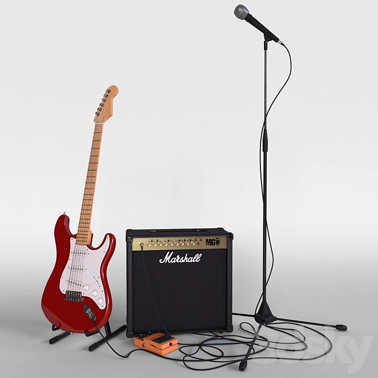 Electric guitar with amplifier