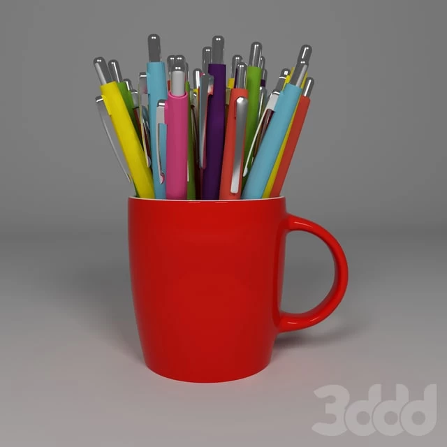 Glass with pens