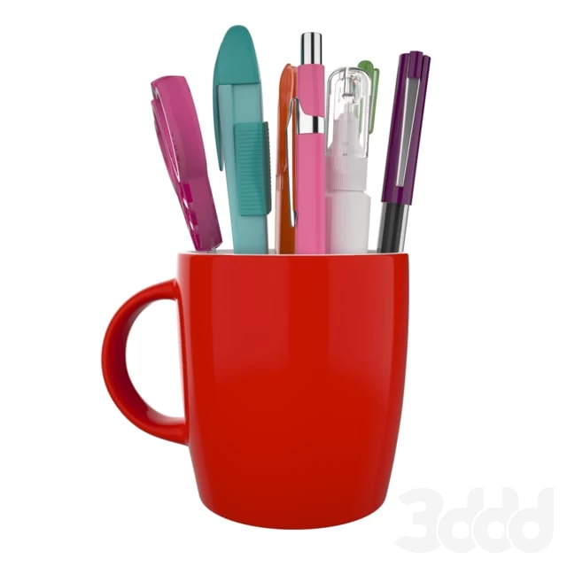 Glass with pens