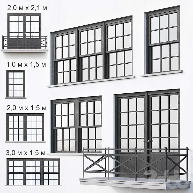 Black loft windows