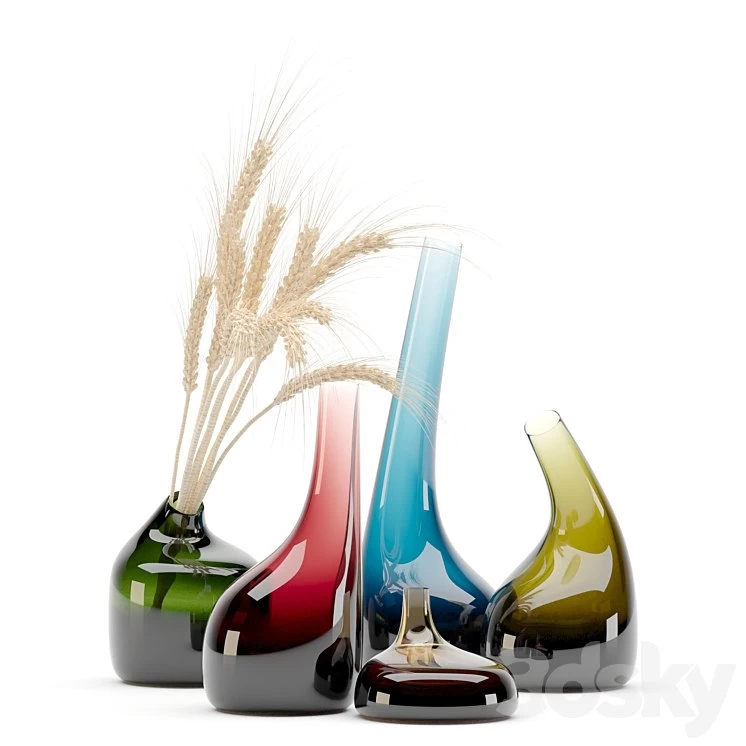Decorative Glass Vase & Wheat