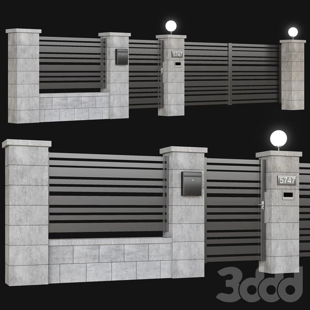 Fence with gate and intercom