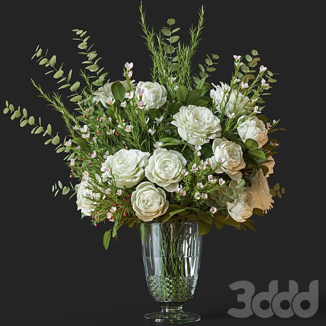 Flower Set 042 white rose wax flower