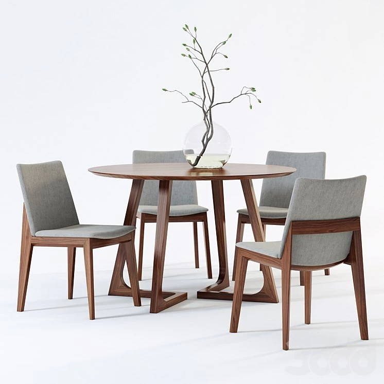 Scandinavian Designs Fuchsia Dining Chair & Cress Round Dining Table