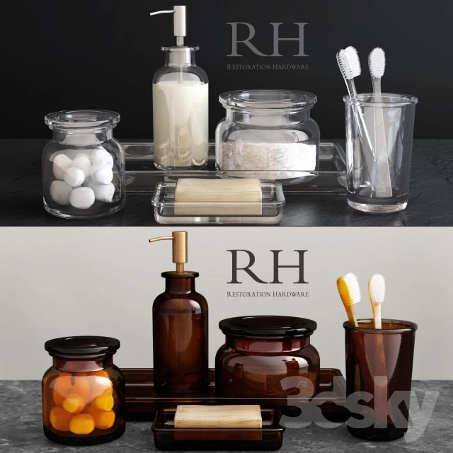 RH / PHARMACY ACCESSORIES AMBER GLASS #restorationhardware#RH#accessories#decorativeset