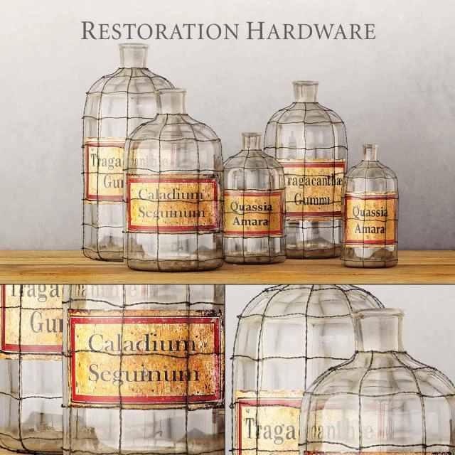 RH / 19TH C. CAGED APOTHECARY BOTTLE COLLECTION #restorationhardware#bottle#decorativeset