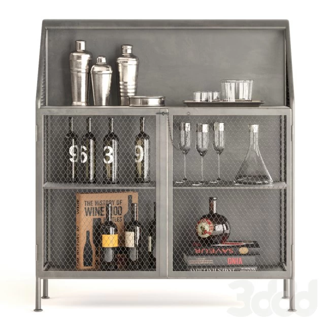 Bar Vintage French Factory Bar Cart