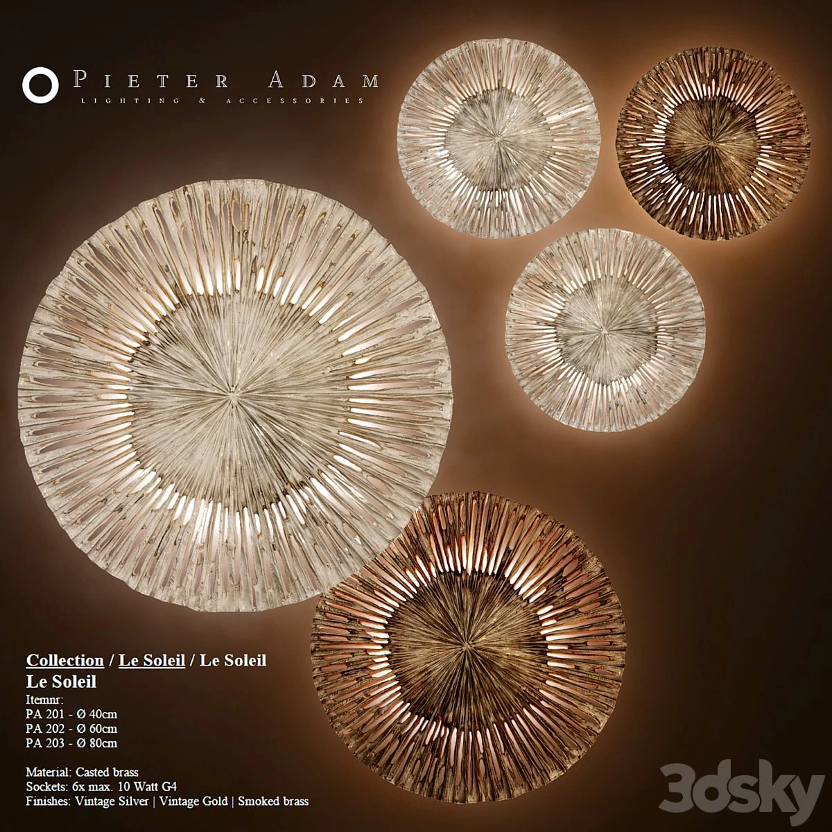 Pieter Adam Le Soleil wall lamp sconce