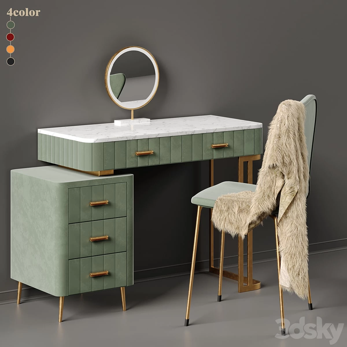 Multi Color Velvet Dressing Table By Saleh