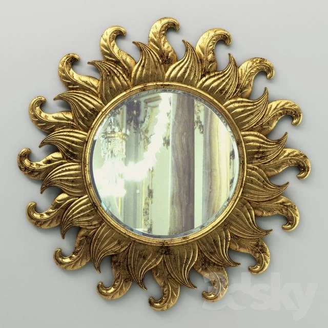 Sun Flower Classic Round Mirror Carving