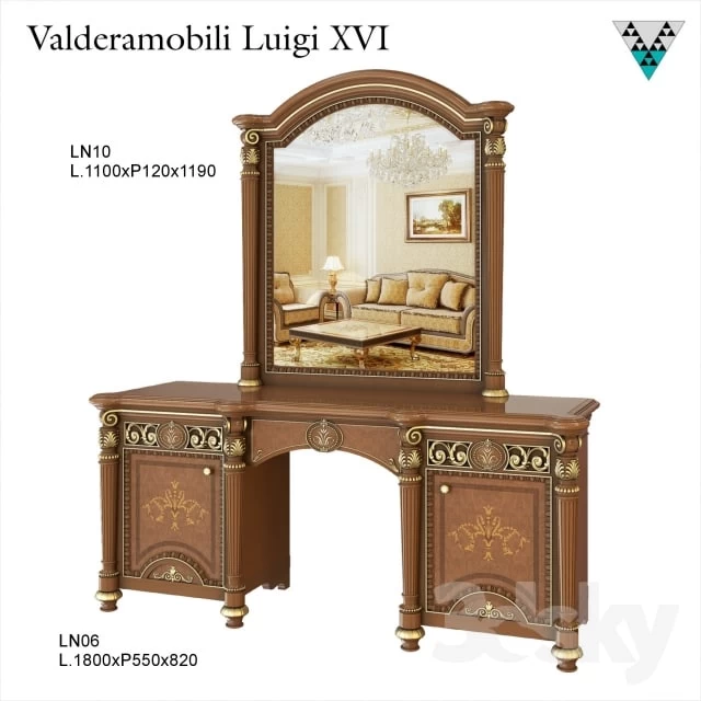 Dressing table and mirror Valderamobili Luigi XVI