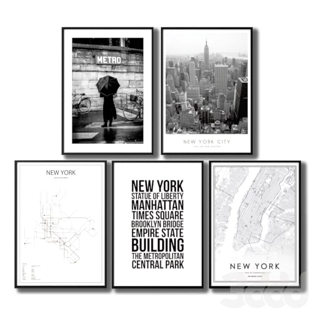 Black and white posters about the city of New York