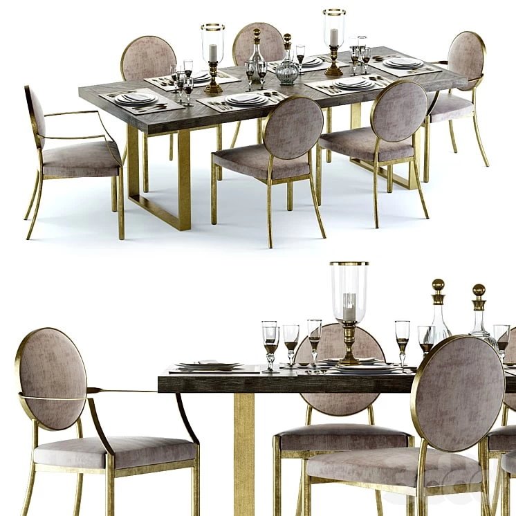 Eichholtz Melchior Table and Scribe Chairs