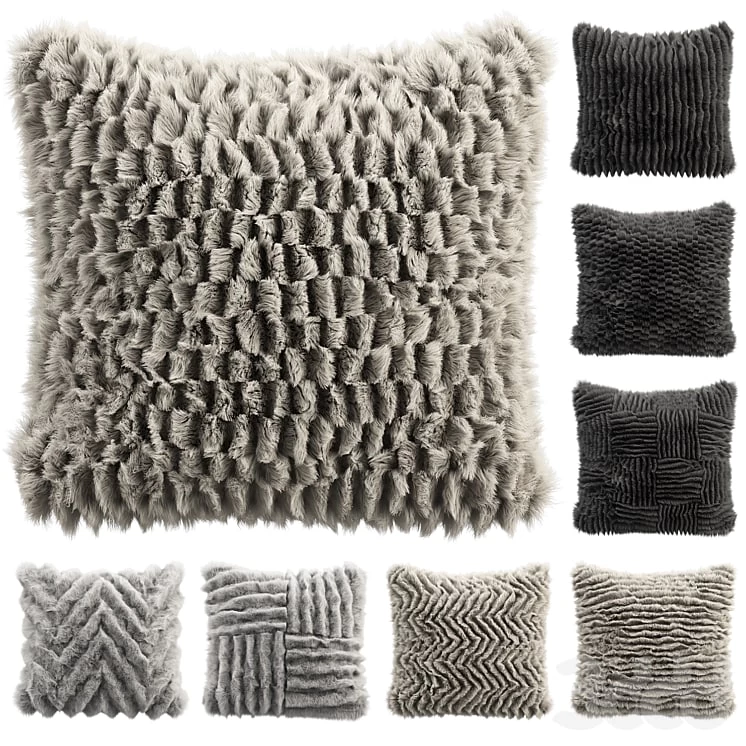 Fur pillow set 4