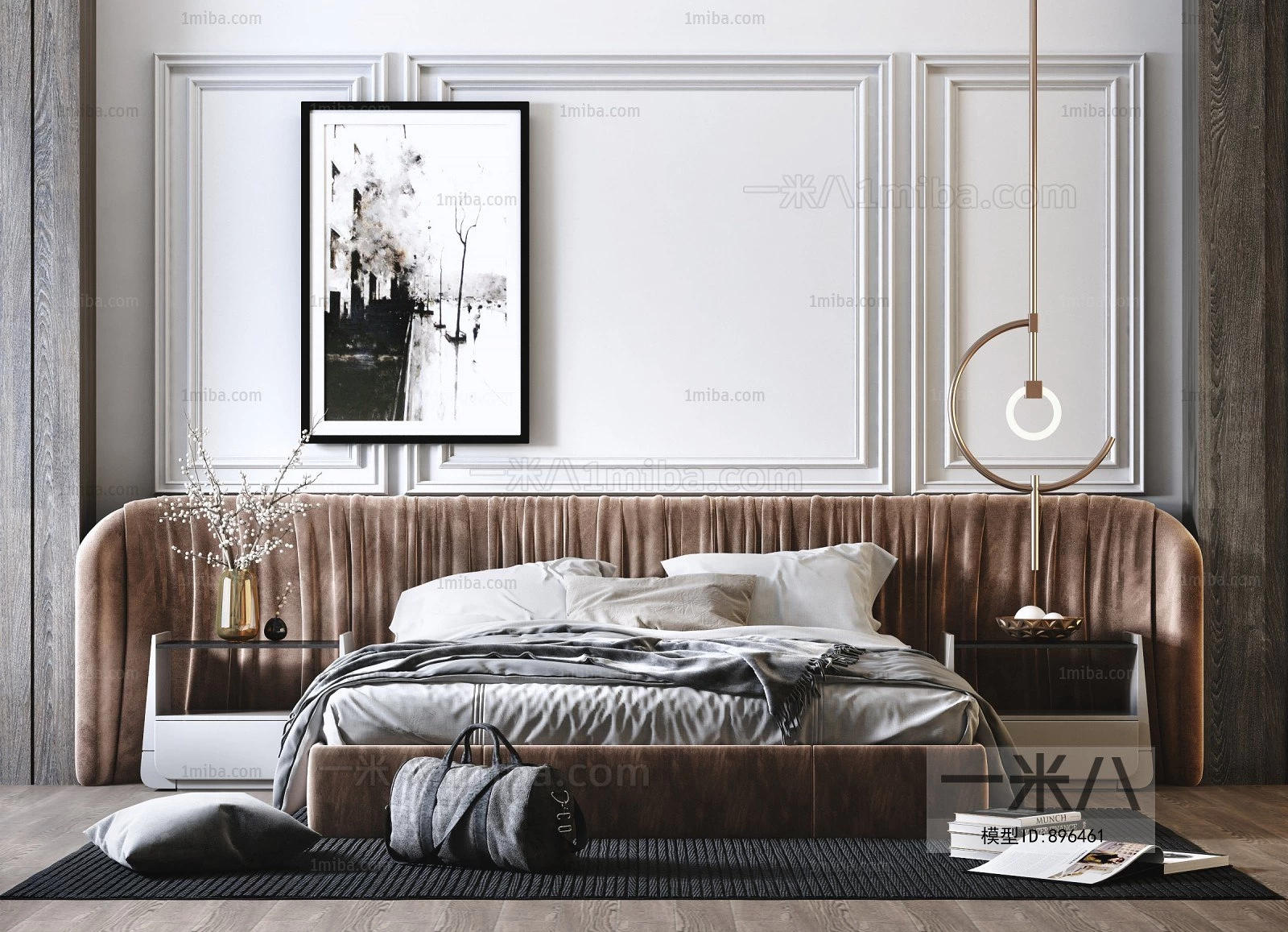 Modern light luxury double bed combination