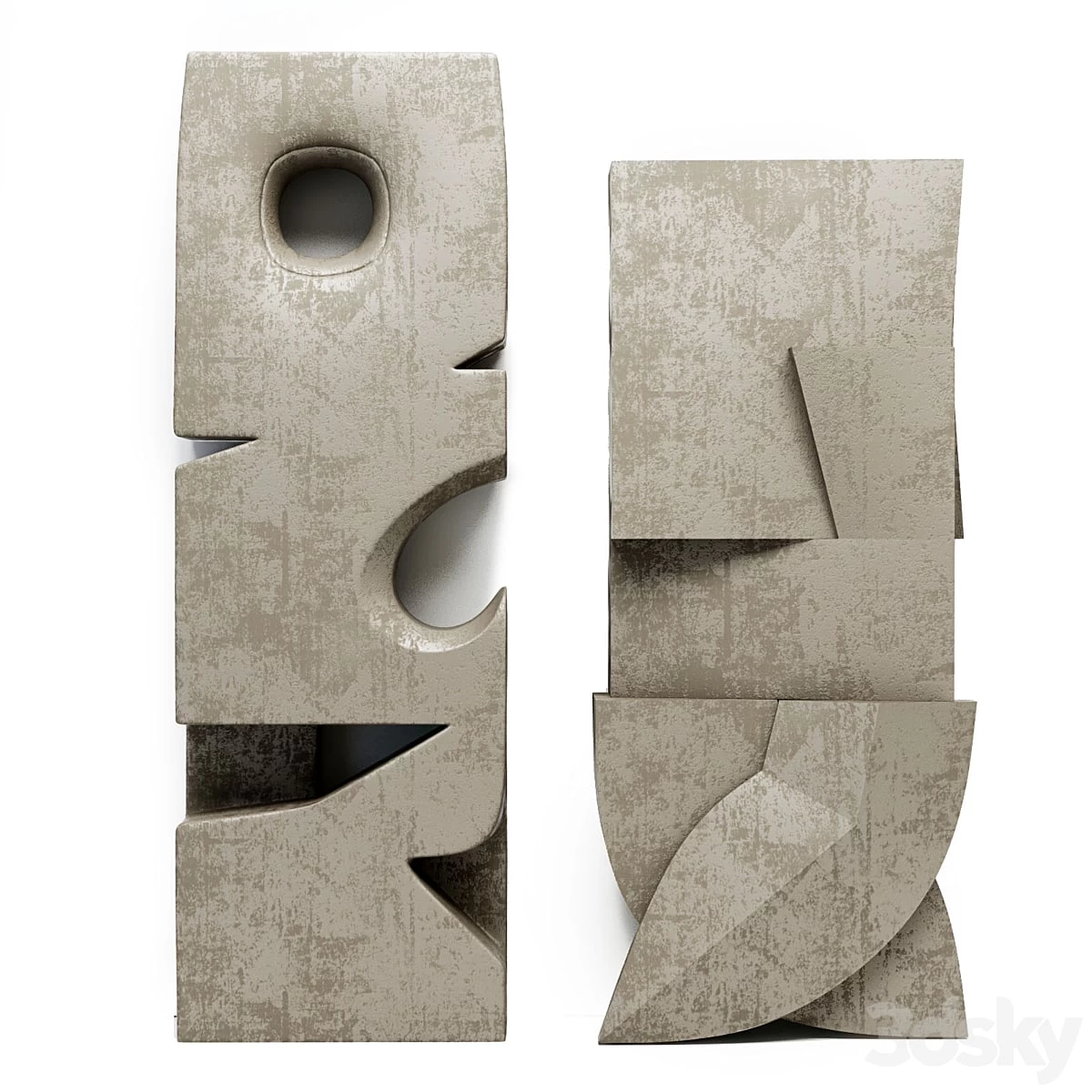 Set of 2 sculptures-bas-reliefs