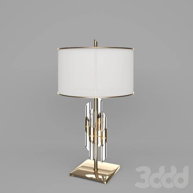 Table lamp in crystal and brass rod