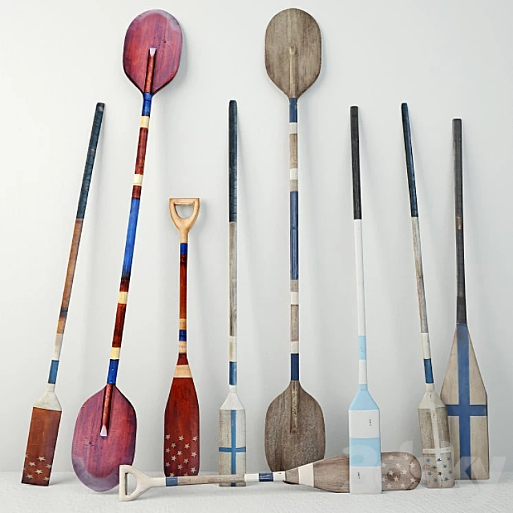 Vintage Wooden Paddles and Oars Jeffan