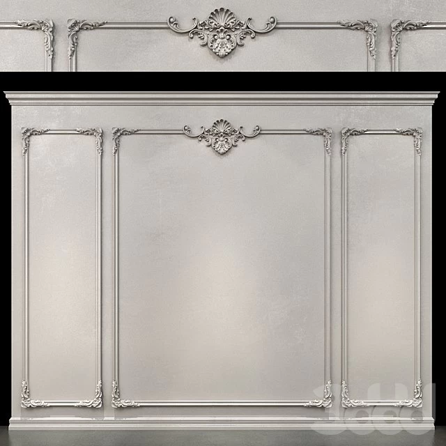 Wall molding 01. Boiserie classic panels