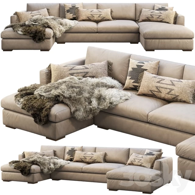 RH Modena Taper Arm U-Chaise sectional sofa