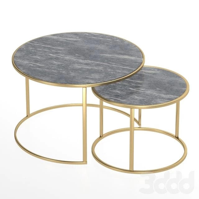Комплект журнальных столиков из мрамора BLACK MARQUINA
