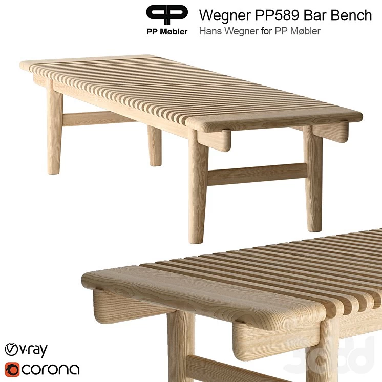 Hans Wegner PP Mobler 589 bar bench PRO